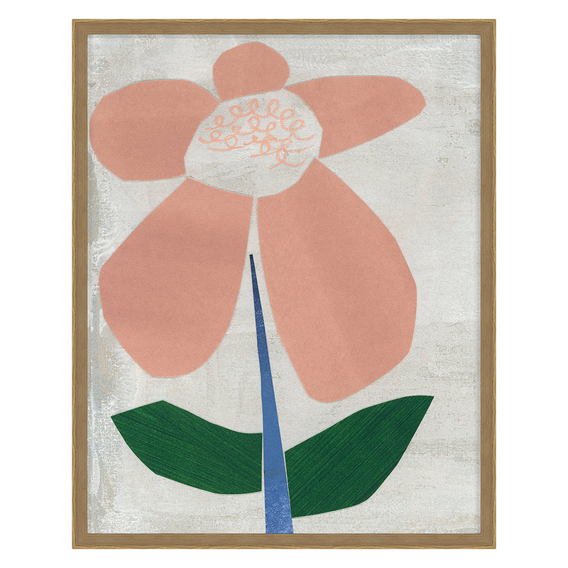Flower Collage 7 Print by Renee Stramel, 46" H x 36" W x 2.38" D, Oak