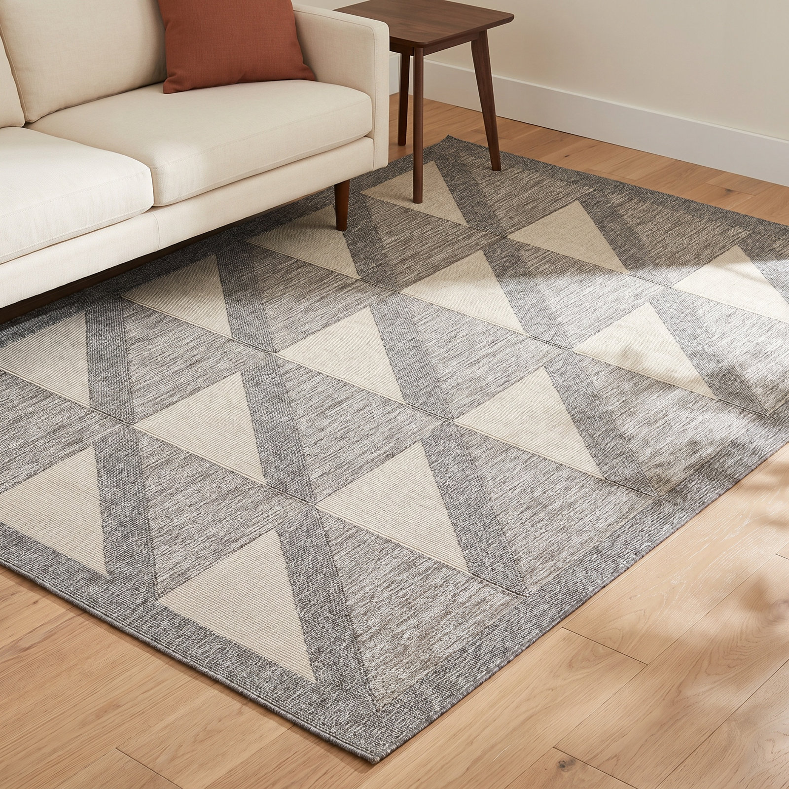 Trula Gray Beige Geometric Outdoor Rug, Rectangle 7'10" x 10'10"
