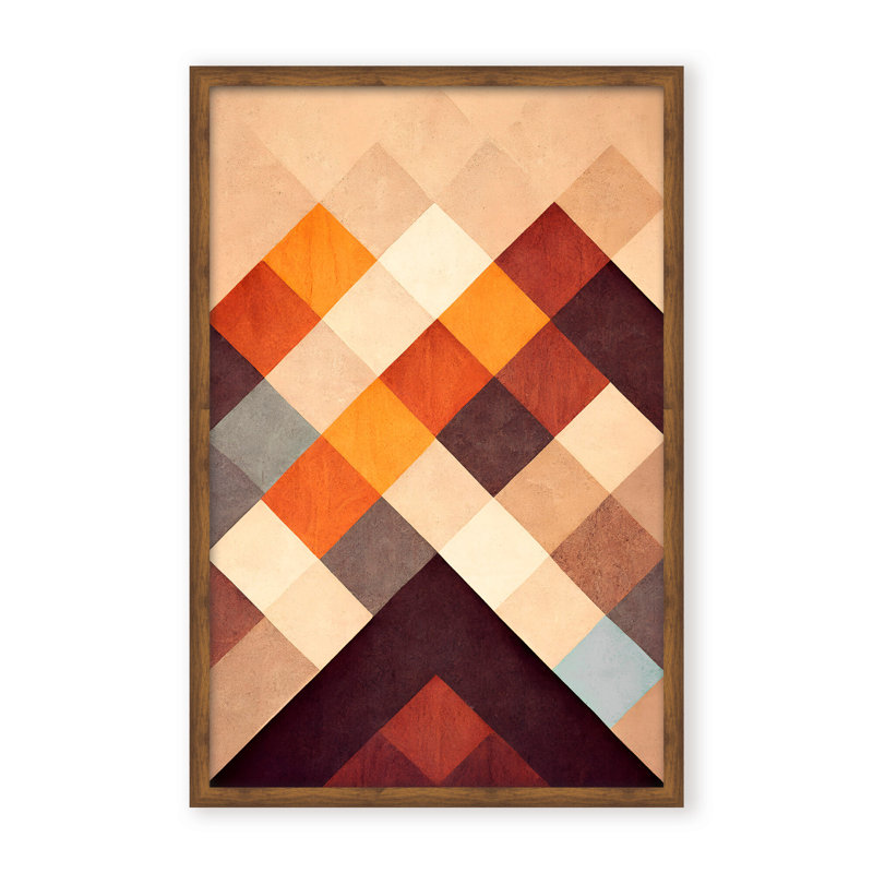 Abstract The Pyramid by  - Picture Frame Graphic Art on Paper, 24" H x 16" W x 1.125" D, Framed Matted Print, Brown