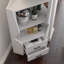 Bar en bois avec 2 tablettes de rangement ouvertes et 2 tiroirs-1728095906