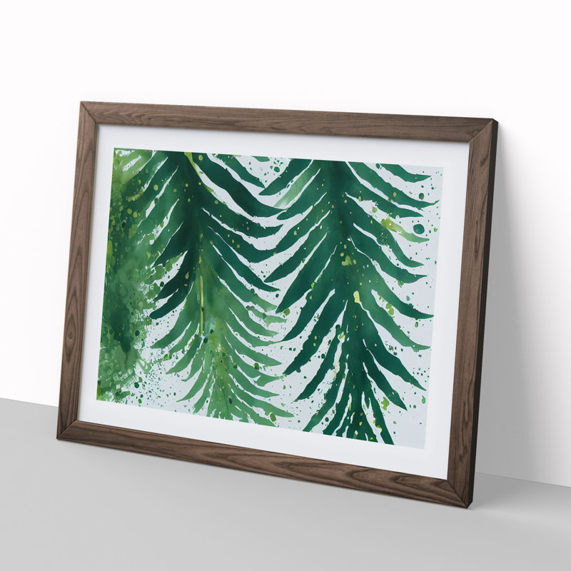 Fern Leaf Splash Vol.1 1 Piece Single Picture Frame Wall Art, 25cm H x 34cm W x 2cm D, Walnut