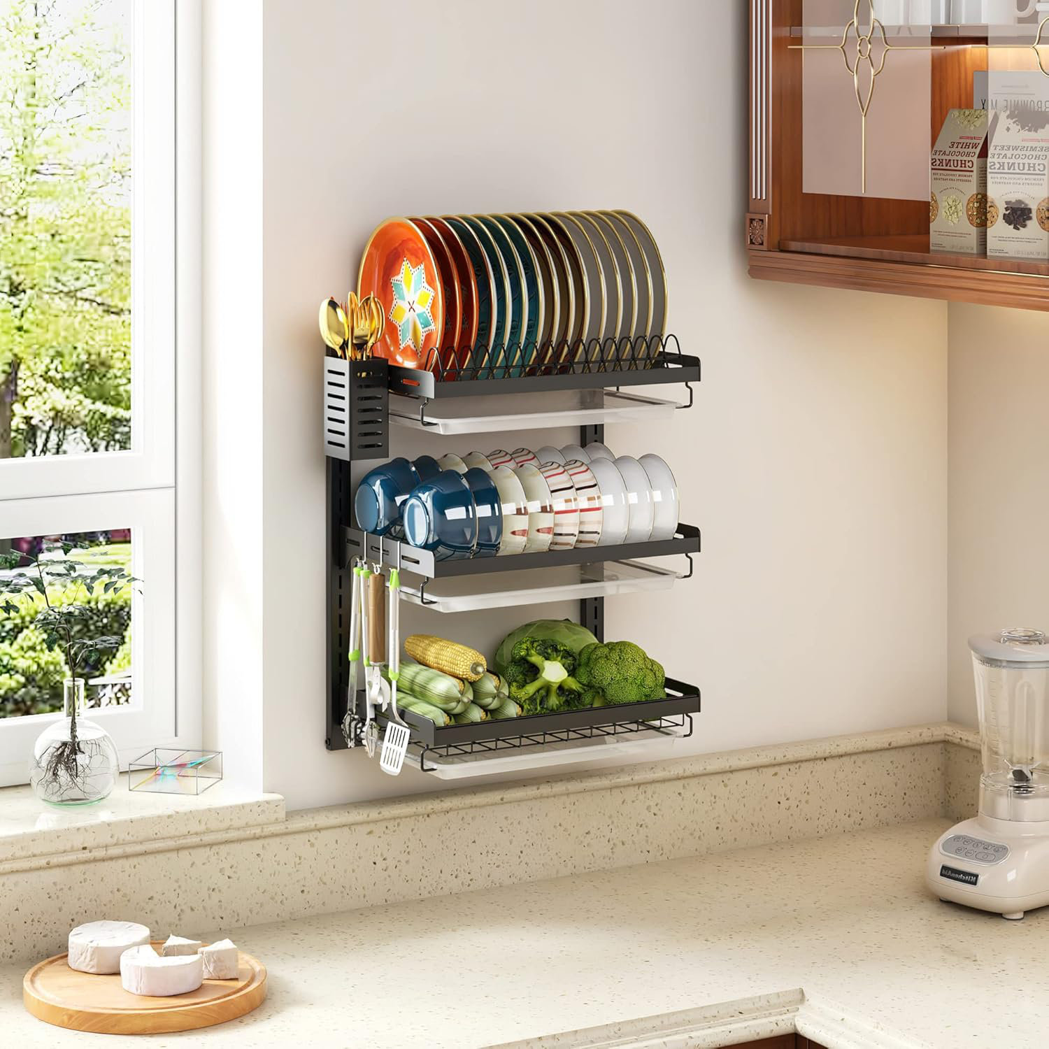 Wall Hanging Dish Rack THE GLAMOUR BOUTIQUES Wall Mounted Dish