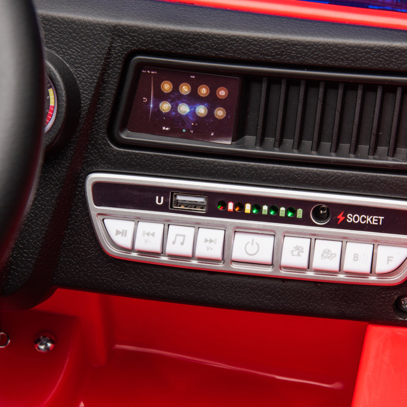 Red 12-Volt Fire Truck Ride-On with Leather Seat