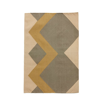 Eclipse Geometric Hand Woven Flatweave Rectangle 5' x 7' Cotton Area Rug in Brown