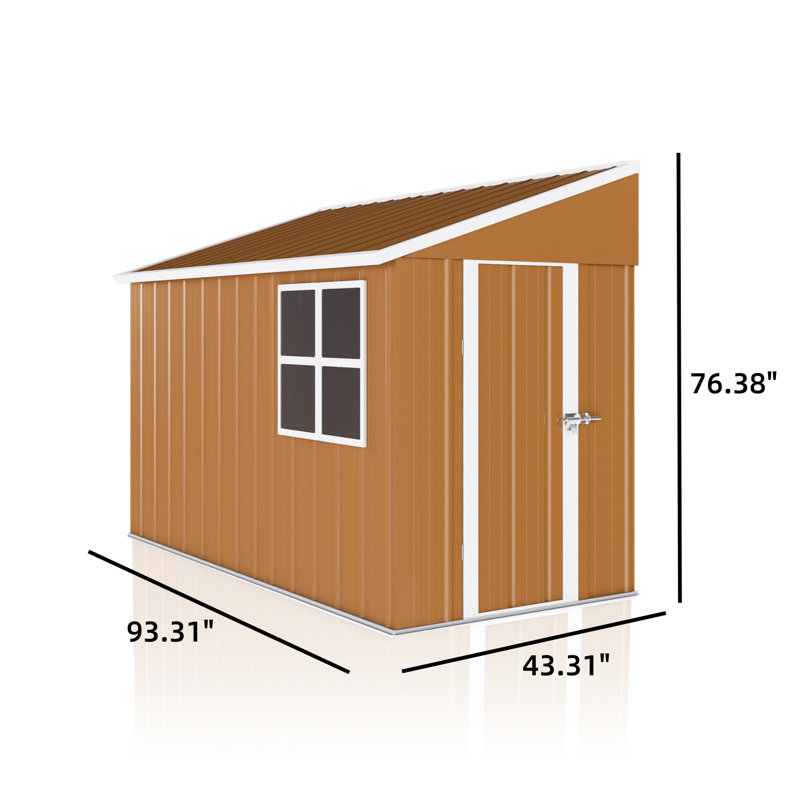 Remise de rangement en métal robuste de 8 pi x 4 pi avec portes doubles, fenêtres doubles et ventilation - Remises de jardin d'extérieur résistantes aux intempéries