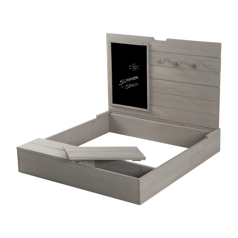 Sandpit with lid, hinged with board & 3 hooks