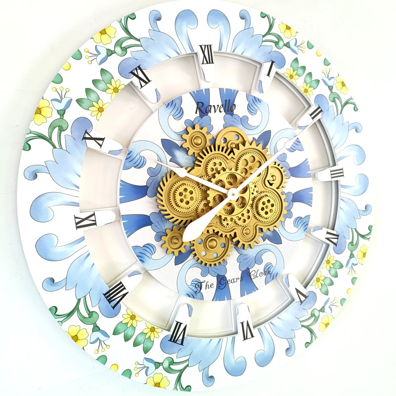 Oversized 36" Industrial Steampunk Wall Clock with Moving Gears