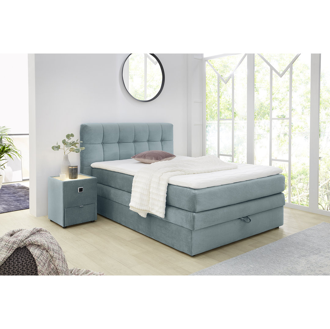 Boxspringbett Rodborough 140 x 200 cm mit Topper und Bettkasten