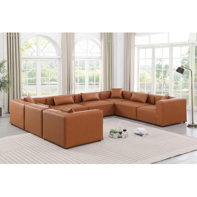 Canapé modulaire en similicuir de 8 pièces Ivion