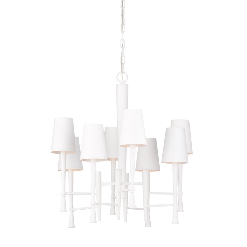 Lustre classique unique à 8 lumières Coastal, Blanc, Blanc