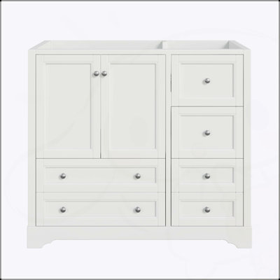 36-Inch Solid Wood Freestanding Bathroom Vanity with 4 Drawers and Shelf, Soft-Closing Doors, Ideal for Modern Bathrooms