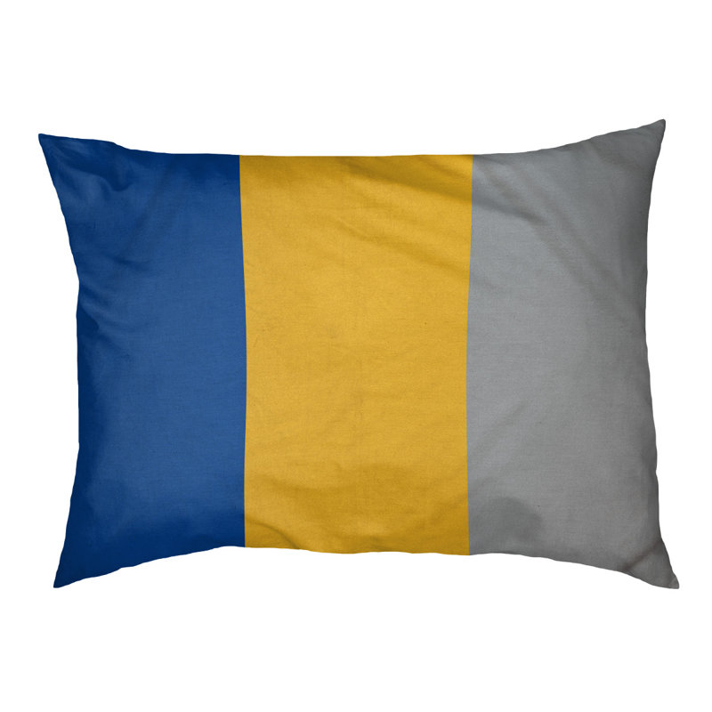 Coussin rectangulaire designer Tampa Bay, Moyen (L 30 po x l 40 po), Bleu royal / or / gris