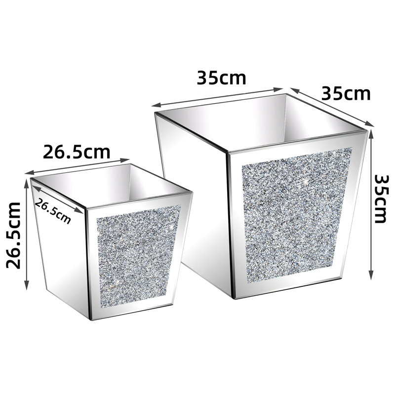 Shute Modern Glass Planter Box Flower Vase Crystal Room Garden Decor, Set of 2