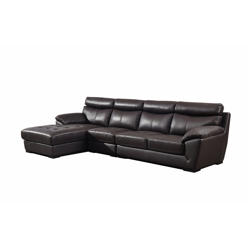 Swindlehurst Upholstered L-Shaped Sectional, Left Hand Facing, Black leather