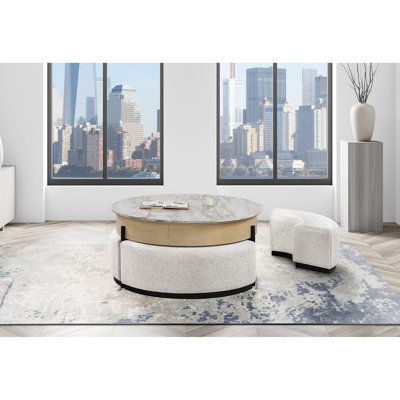 Table basse T42 avec 3 tabourets