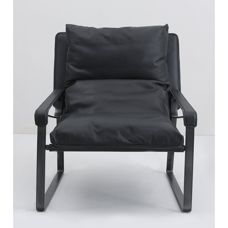 Méridienne Salgado, Cuir véritable noir onyx