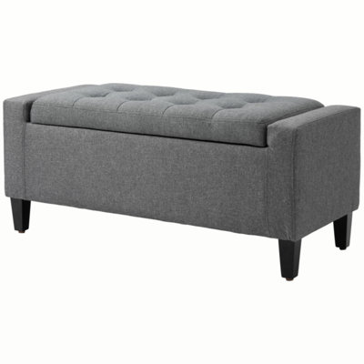 Storage Ottoman, Linen Upholstered Storage Bench With Lift Top And Button Tufted For Living Room by Corrigan Studio