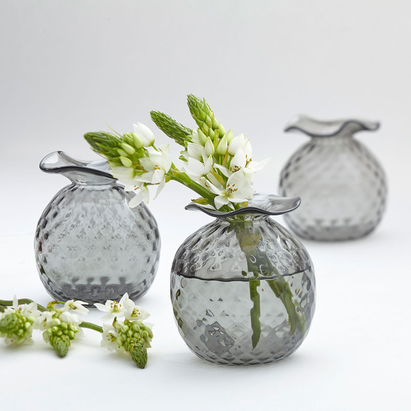 Handmade Glass Table Vase, 4.5" H x 4" W x 4" D, Clear