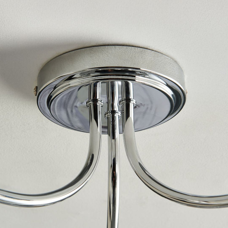 Glass Semi Flush Mount, Polished Chrome, 3 Lights, 280cm H x 440cm W x 440cm D