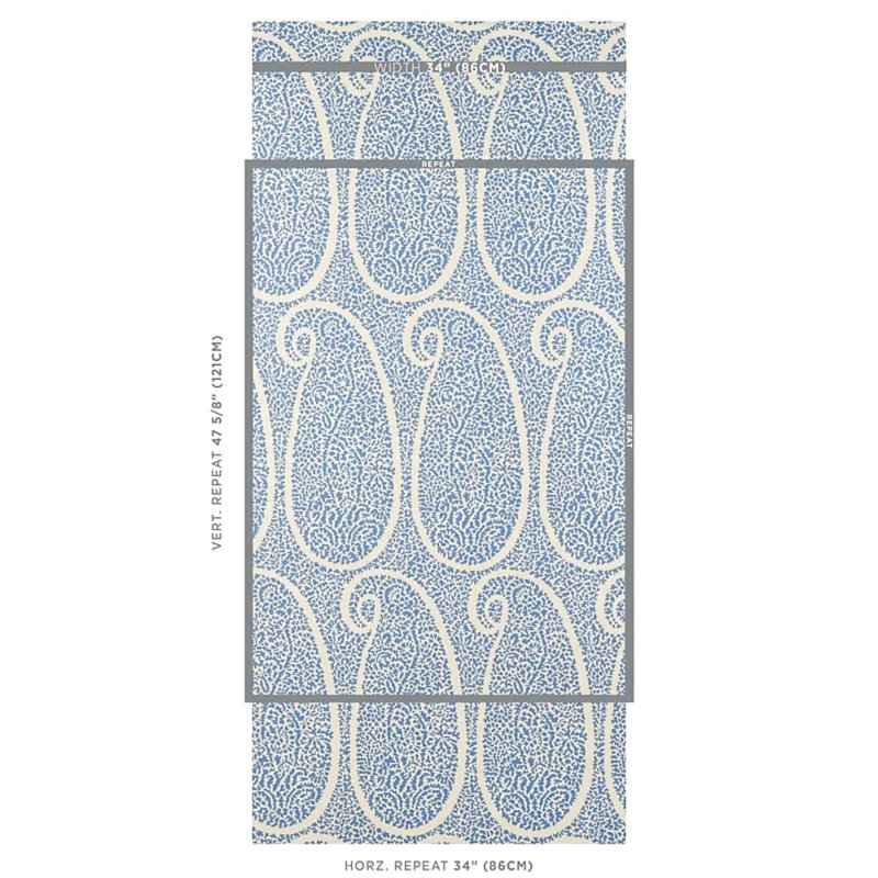 Ambala Paisley Sisal Wallpaper, Blue