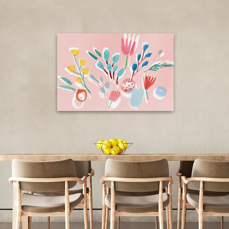 Plantes, fleurs, fleurs fluides, art mural, H 24 po x l 36 po