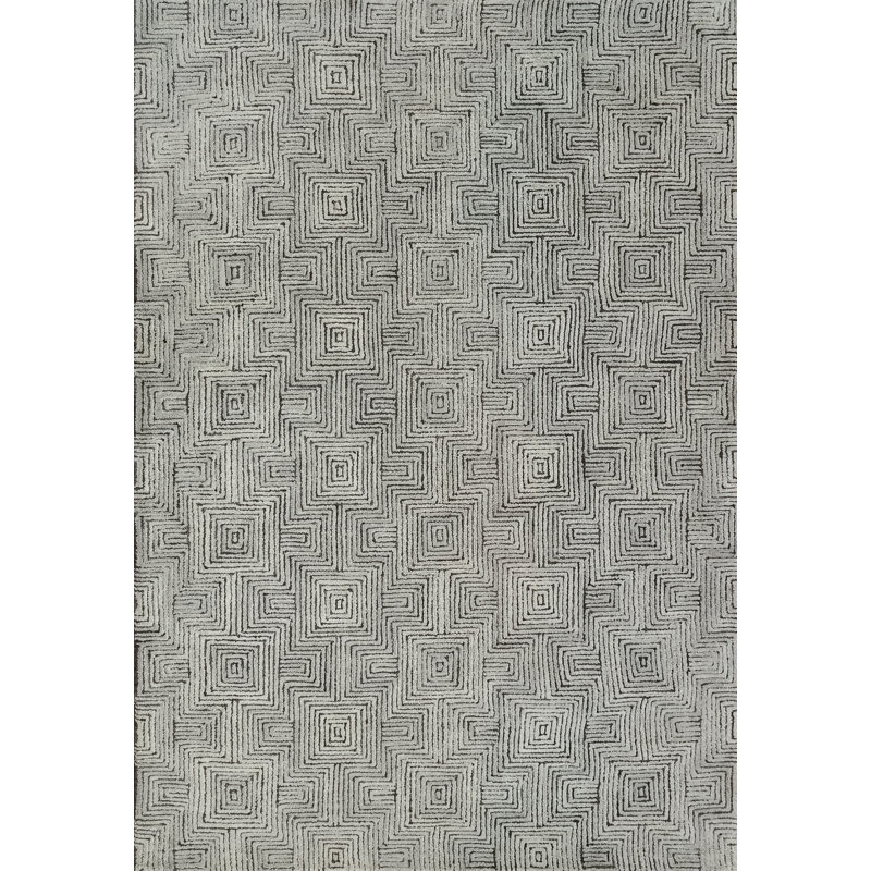Tapis gris / gris anthracite en laine tressé à la main Alicia-Louise, Rectangle 8 pi x 11 pi