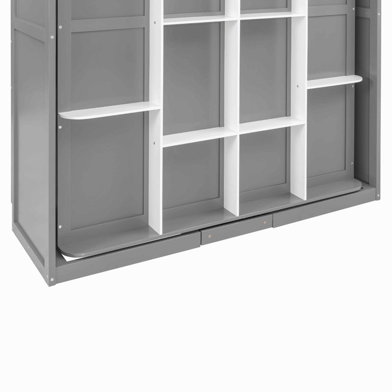 Grand lit escamotable rotatif avec supports de rangement cachés, lit mural multifonctionnel peu encombrant pour le bureau à domicile et les petites pièces