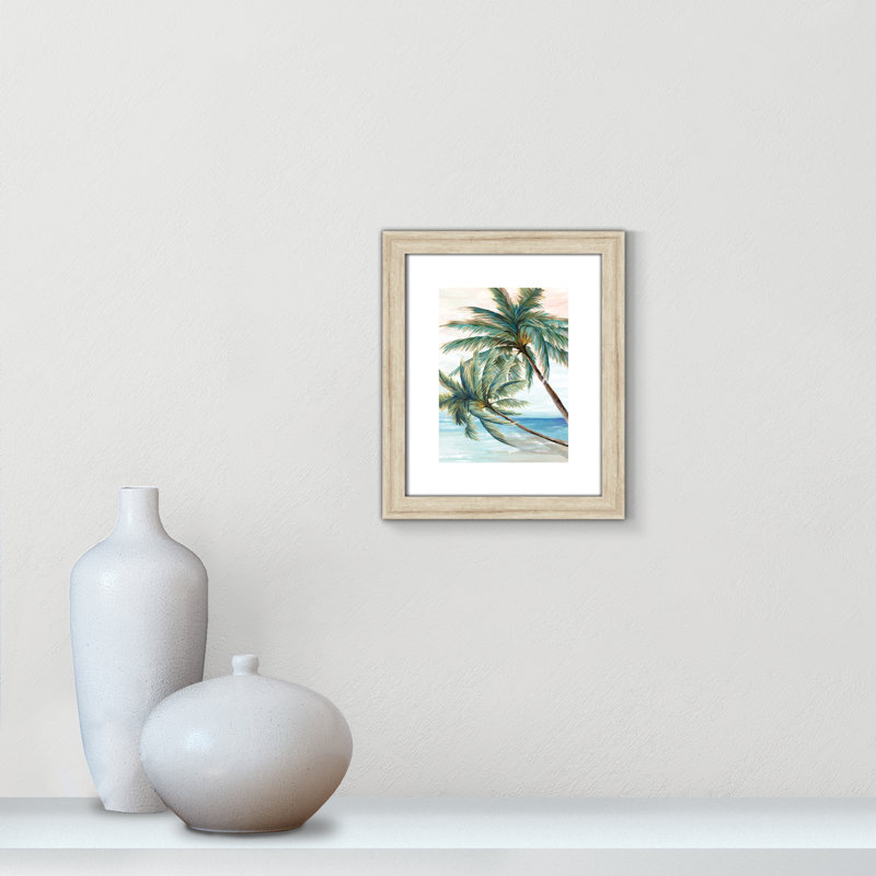 Hawaii Beach II - Art encadré autoportant, H 15,5 po x l 13,5 po x P 1,25 po, Cadre beige