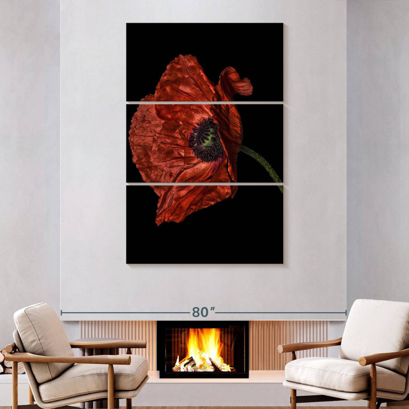 Harnek Curious Collections Poppy Red II, H 74 po x l 48 po