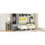 Grand lit escamotable mural avec placard et tiroirs, gris