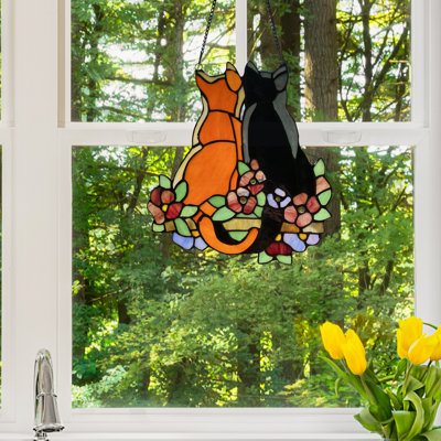 12,5 "H Callie Cats in the Garden - Vitrail