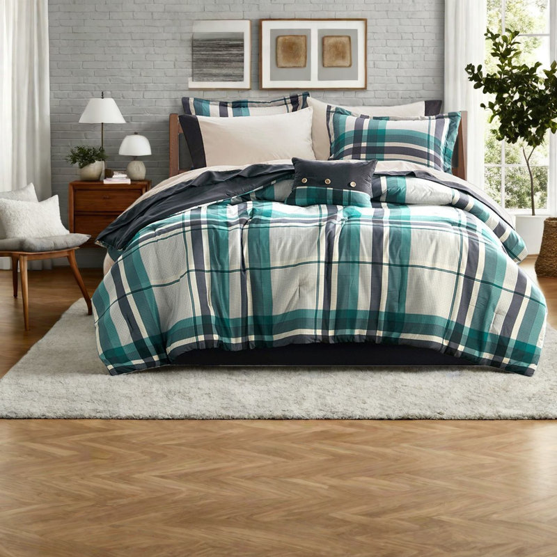 Comfortable Microfiber Plaid Bedding Sets, Twin Xl, Home Style