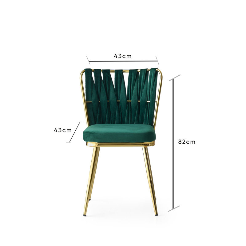 Chaise d'appoint rembourrée en velours, Vert, Or, 4