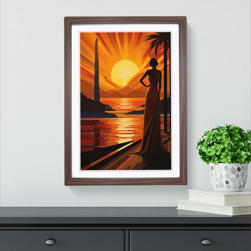 Single Picture Frame Print on Wood, Walnut Framed, 34cm H x 25cm W