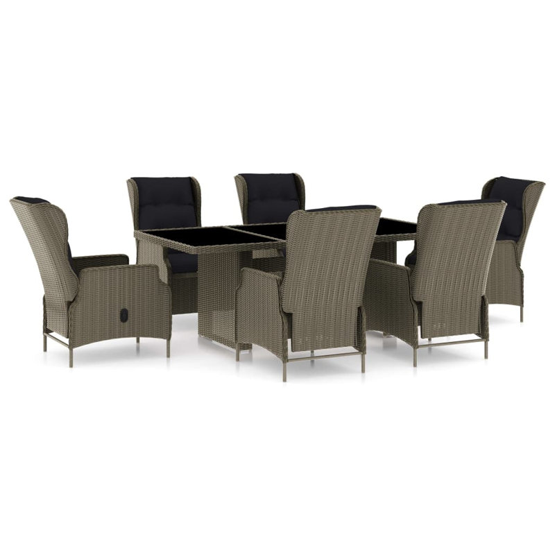 Ensemble de table et chaises de patio, Brun / noir, 6