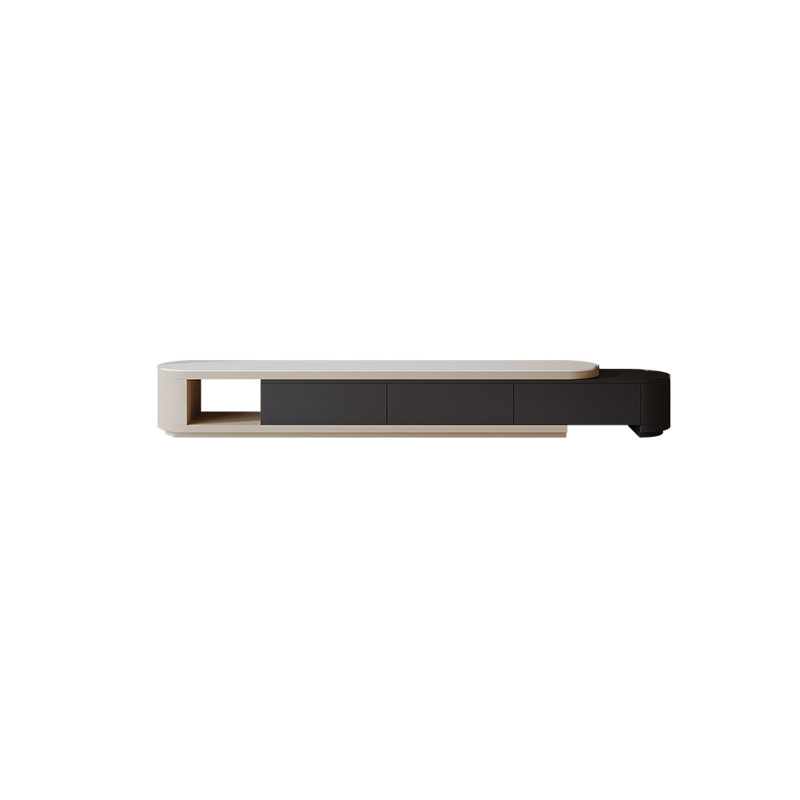 Italian Style Expandable Rock Slab TV Stand, Black;Cream