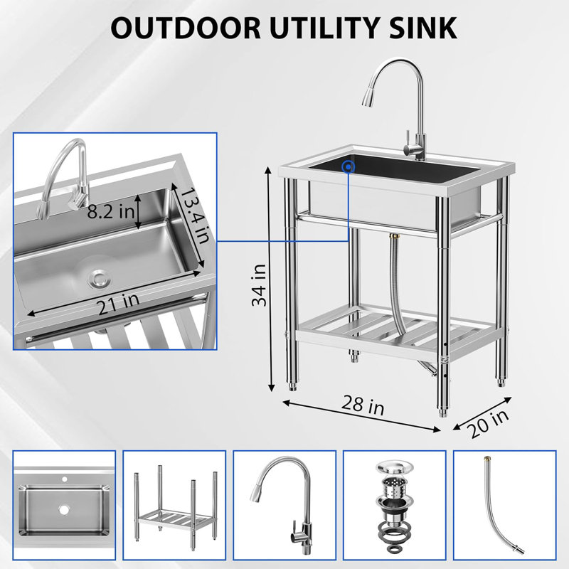 304 Stainless Steel Freestanding Sink