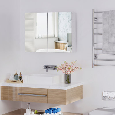 Armoire à pharmacie murale à double porte avec miroir de salle de bain, une solution de rangement pratique et élégante pour votre salle de bain