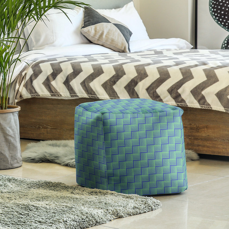 Repose-pieds cubique à rayures classic basketweave, Bleu / vert