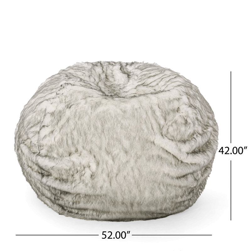 Petit fauteuil à billes arrondi en fausse fourrure de 5 pieds, Fausse fourrure beige
