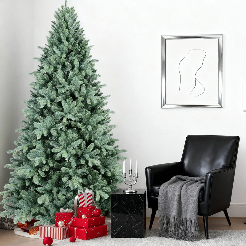 Arbre de décoration de Noël hybride vert avec support, non pré-éclairé et pré-éclairé, 11 tailles disponibles, Non, 8'