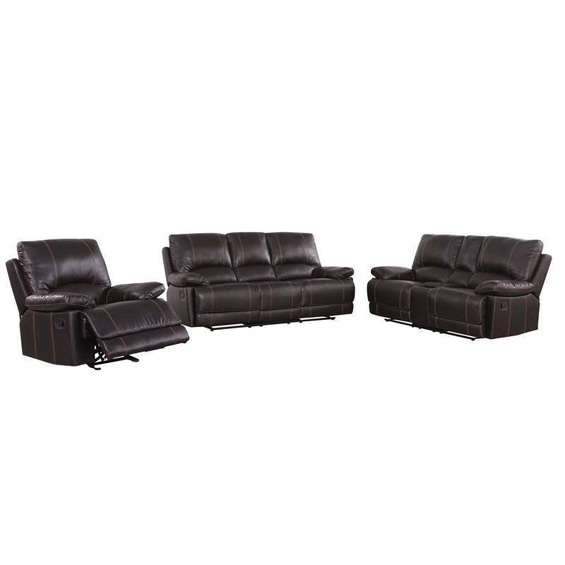 Ensemble de salon inclinable 3 pièces Trower, Brun