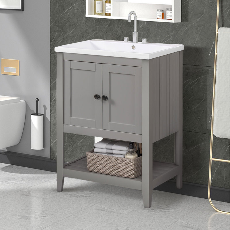 23.7 Single Bathroom Vanity Base Only, Gray