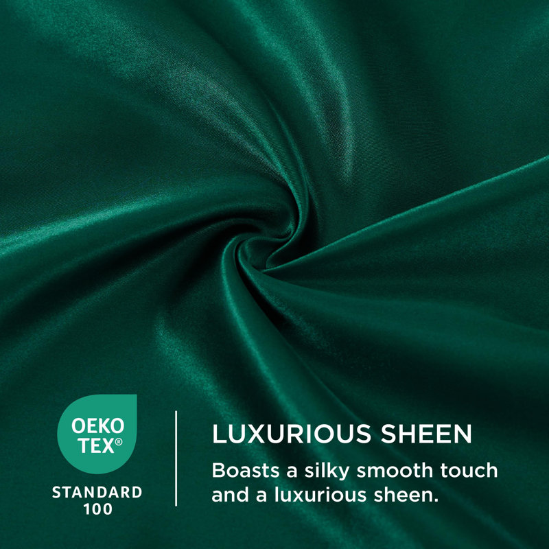 Housse de couette en satin, Vert foncé, Housse de couette pour grand lit et 2 taies décor