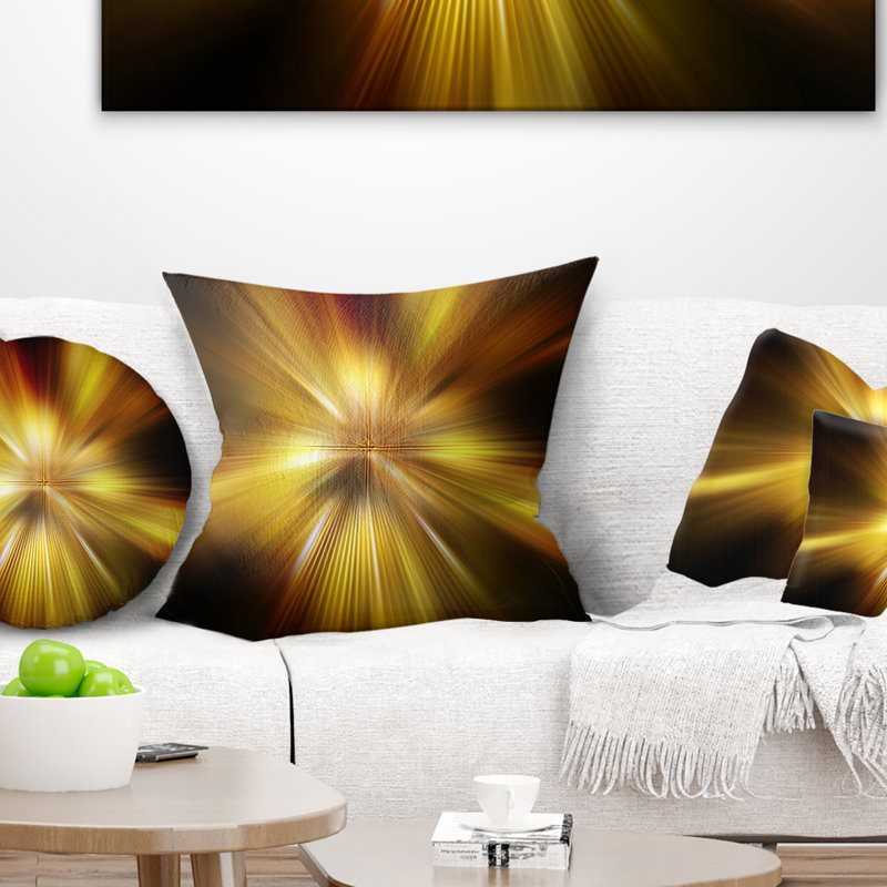 Explosion de teinte dorée - coussin imprimé abstrait, 16 po x 1 po, Carré