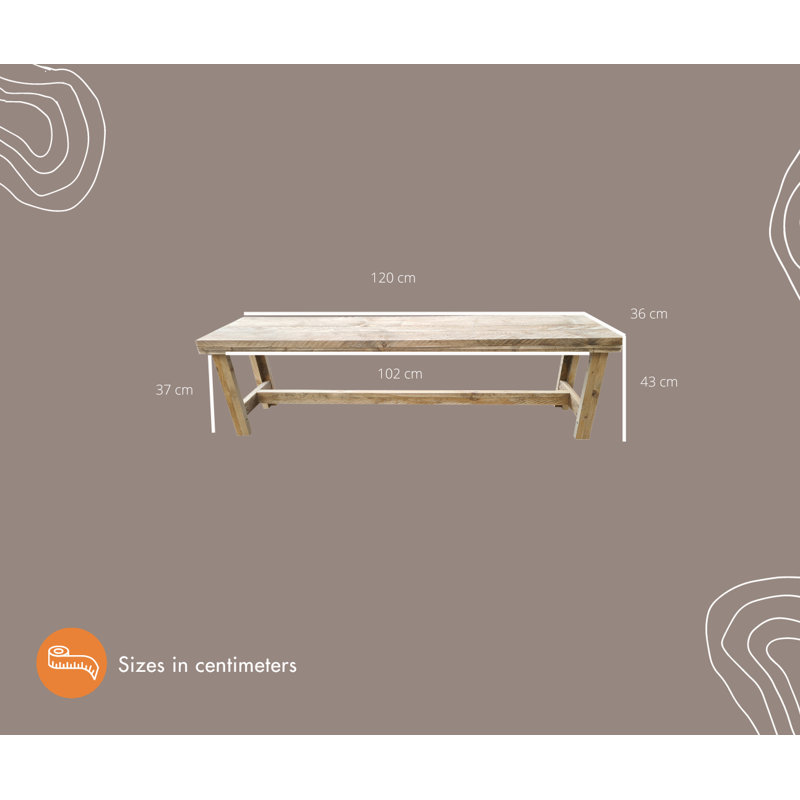 Midcre Garden Bench Made Of Wood-Based Material, 43 cm H x 120 cm W x 38 cm D