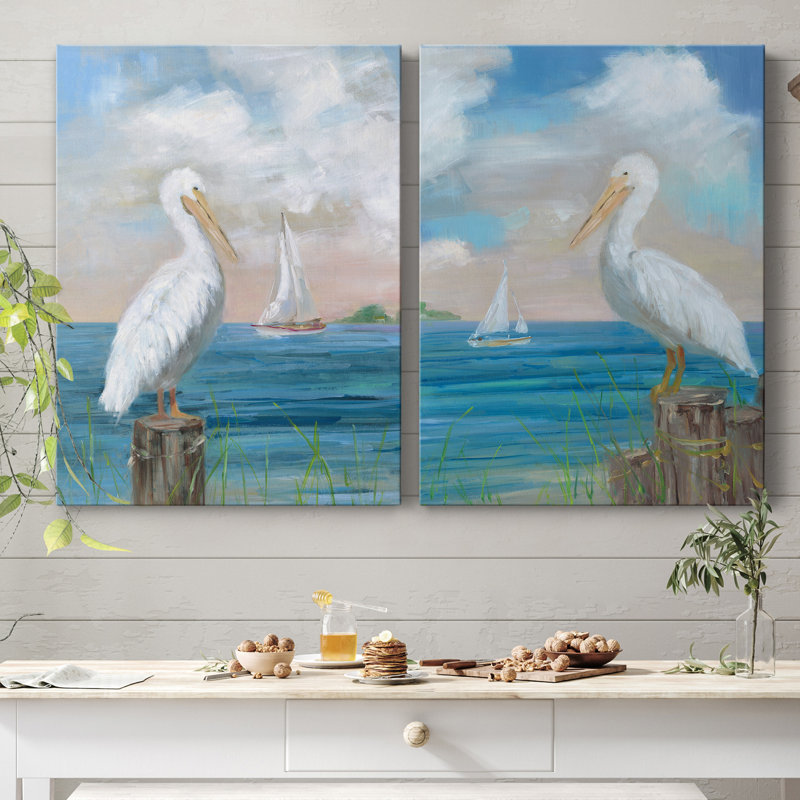 «Pelican View I», ensemble de 2 reproductions d'art, H 32 po x l 48 po x P 1 po, Toile tendue, Pas de tapis