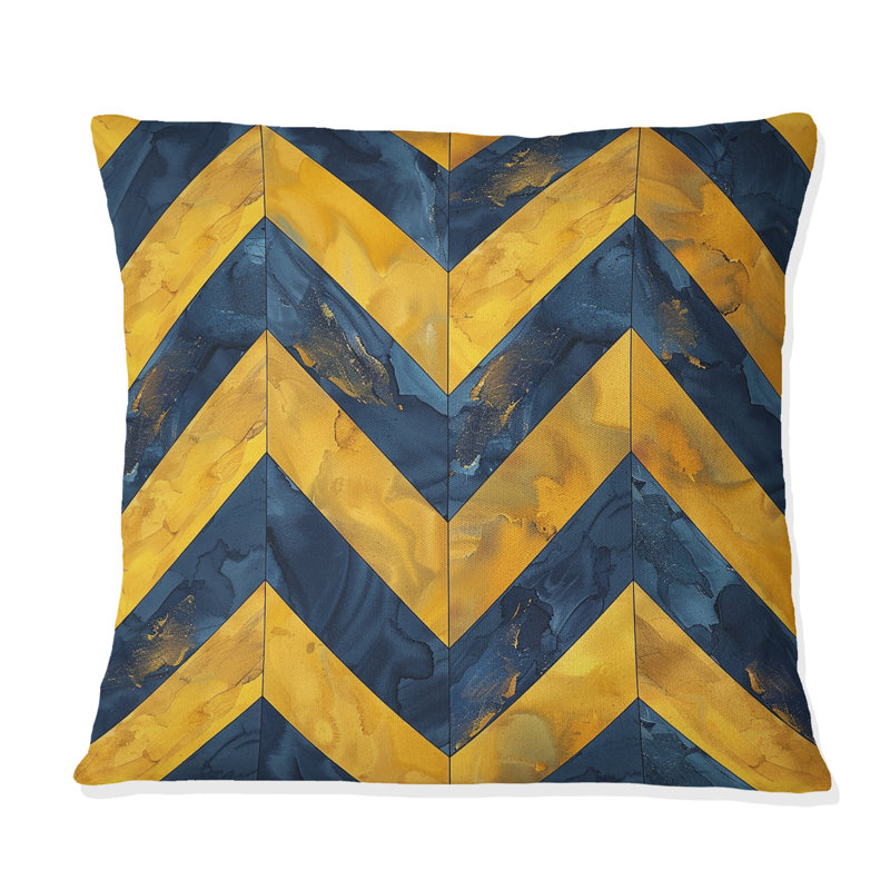 Imprimé à chevrons bleu et bleu I - Coussin décoratif moderne, H 16 po x l 16 po