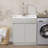 Freestanding 30'' Light Grey Laundry Sink Cabinet with Hot & Cold Water Faucet Drop-in Solid Surface Utility Sink