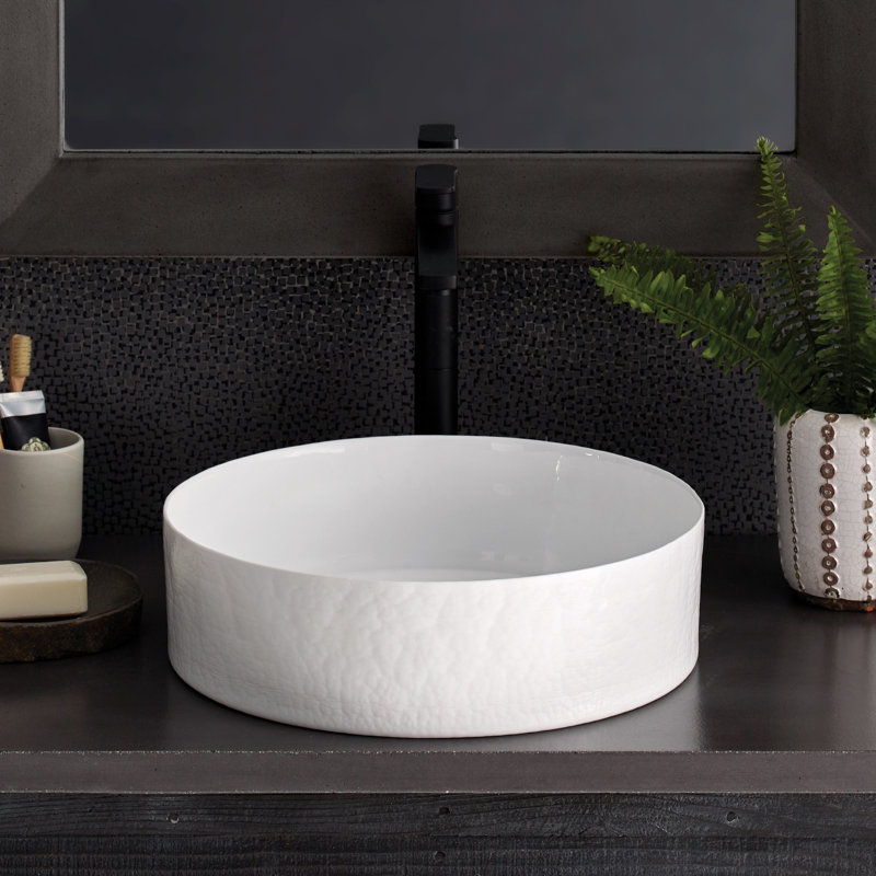 Murano Glass Handmade Circular Vessel Bathroom Sink, Bianco